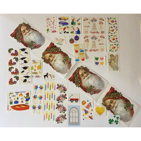 Vintage Mrs. Grossman's Stickers Big Lot Santa Hearts Flowers Pearl Gardening - Picture 3 of 11